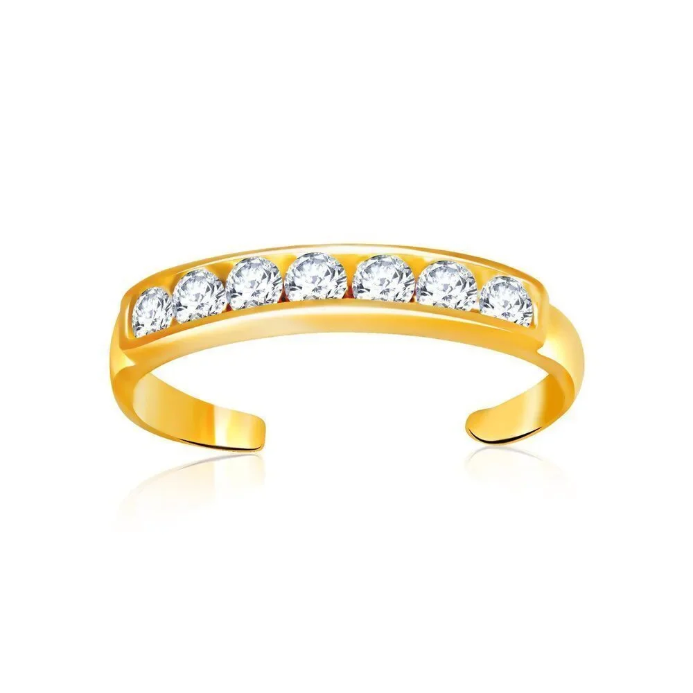 14k Yellow Gold Pave Set Cubic Zirconia Toe Ring - Picture 1 of 1